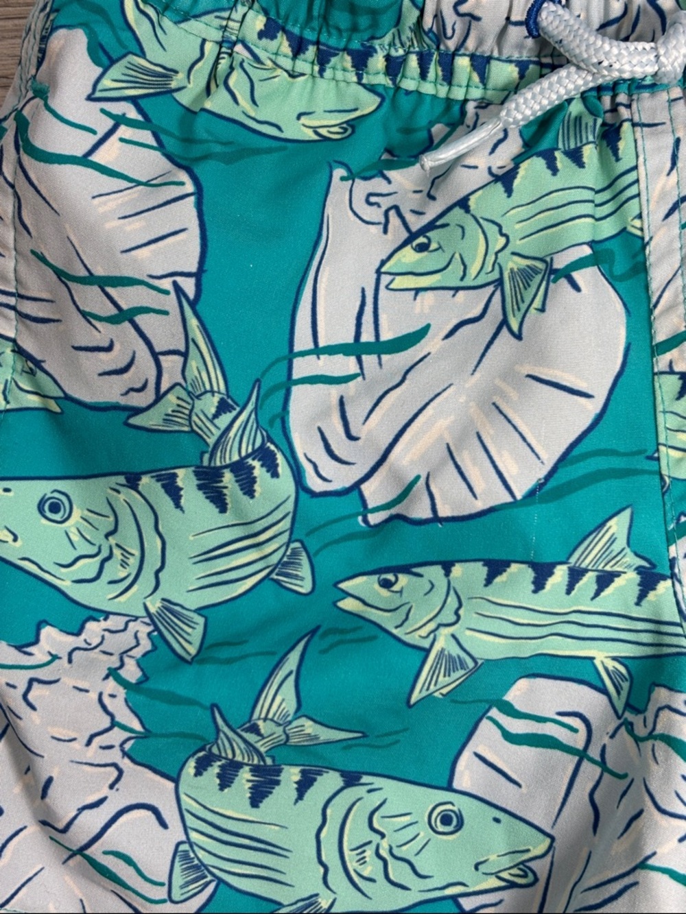 Vineyard Vines Toddler Boys Aqua Fish Print Swim Trunks - size 3T - Picture 3 of 7
